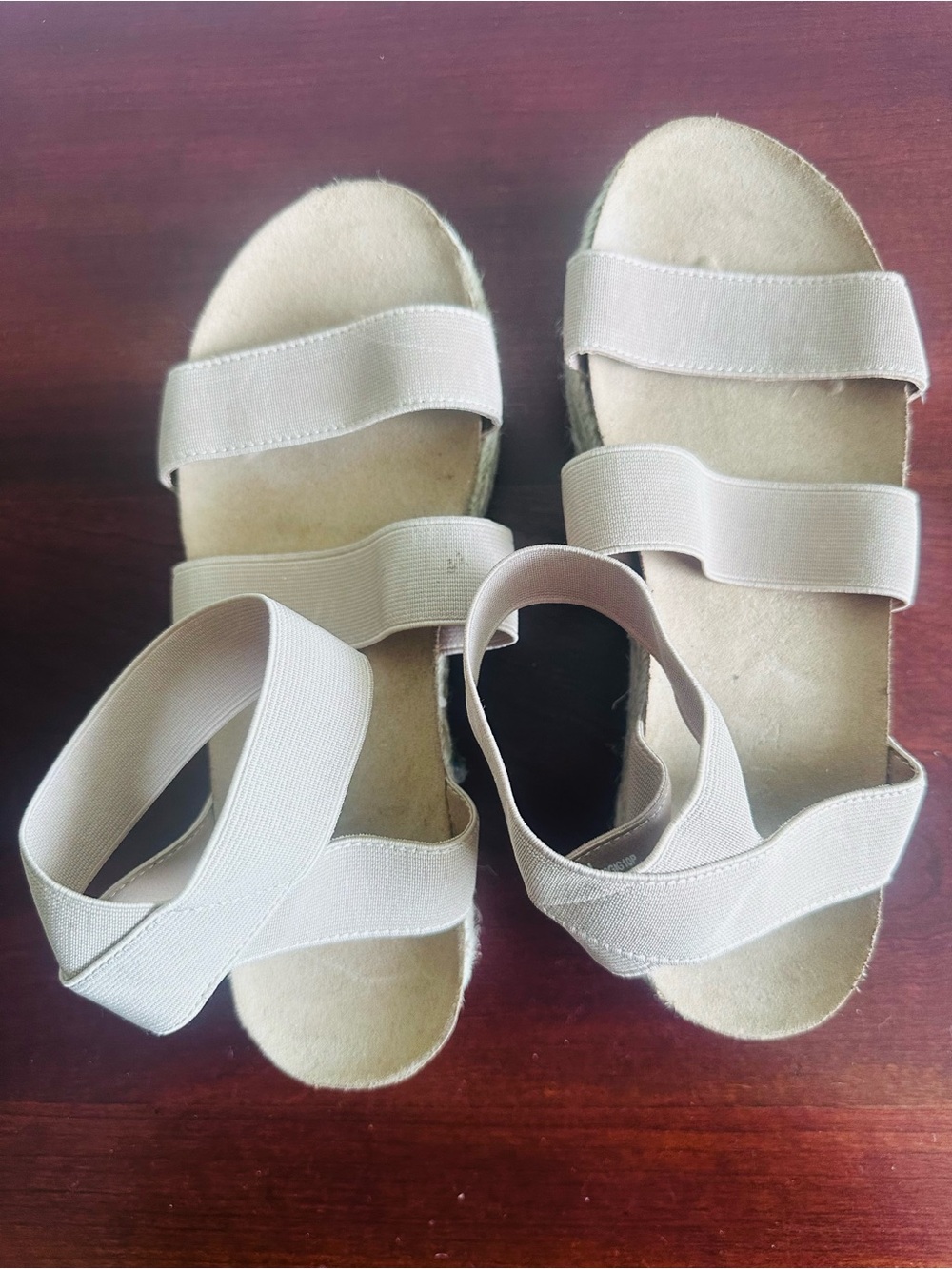 Esprit Beige Espadrille Sandals Elastic Strappy Comfort Women’s 7.5